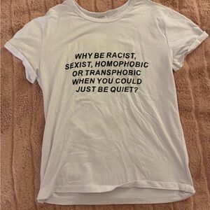 White Graphic T-Shirt with Bold Text